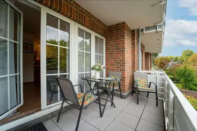 Ein Balkon oder eine Terrasse in der Unterkunft Seepark Wohnung 11