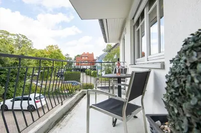 Ein Balkon oder eine Terrasse in der Unterkunft Haus am Kurpark Timmendorfer Strand Wohnung 4