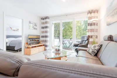 Ein Sitzbereich in der Unterkunft Strandvilla Augustusbad Ostseeparadies