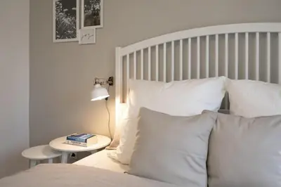 Ein Bett oder Betten in einem Zimmer der Unterkunft Scharbutze am Hörn