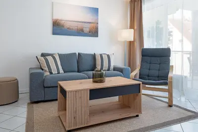 Ein Sitzbereich in der Unterkunft Hansa-Residenz Strandglück