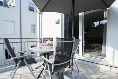 Ein Balkon oder eine Terrasse in der Unterkunft Wohnung 4- Paulsen