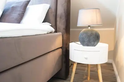 Ein Bett oder Betten in einem Zimmer der Unterkunft Strandnah