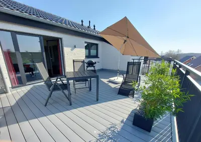 Ein Balkon oder eine Terrasse in der Unterkunft Neue Liebe Haffkrug 5 - Meeresstern