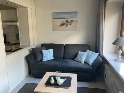 Ein Sitzbereich in der Unterkunft Urlaub am Strand 2