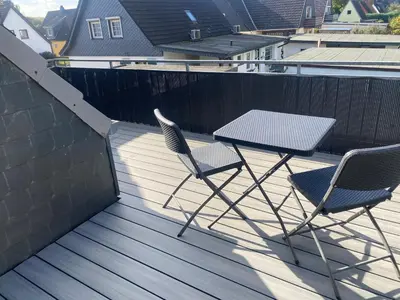 Ein Balkon oder eine Terrasse in der Unterkunft Ferienwohnung Falkenfeld