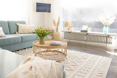 Ein Sitzbereich in der Unterkunft Ferienwohnung Strand Apartment - Scharbeutz