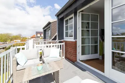 Ein Balkon oder eine Terrasse in der Unterkunft Ferienwohnung Kleine Strandkoje