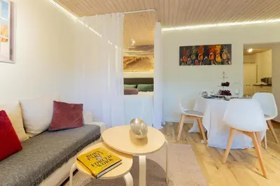 Ein Sitzbereich in der Unterkunft Ferienwohnung Ocean Lodge Timmendorfer Strand