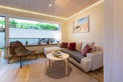 Ein Sitzbereich in der Unterkunft Ferienwohnung Ocean Lodge Timmendorfer Strand