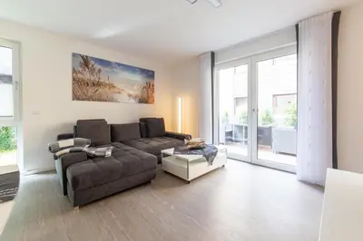 Ein Sitzbereich in der Unterkunft Ferienwohnung Urlaubsanker