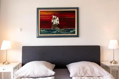 Ein Bett oder Betten in einem Zimmer der Unterkunft Ferienwohnung Muschelsucher