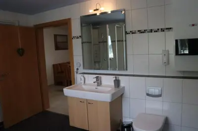 Ein Badezimmer in der Unterkunft Ferienwohnung zum weißen Schwan