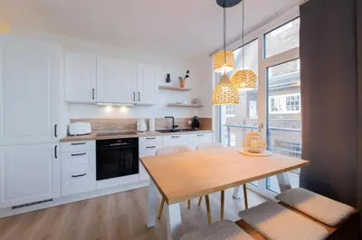Küche/Küchenzeile in der Unterkunft Ferienwohnung 54 Grad Nord - Haffkrug