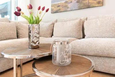 Ein Sitzbereich in der Unterkunft Exklusive Ferienwohnung Meerliebe