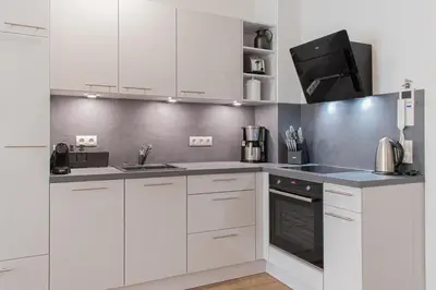 Küche/Küchenzeile in der Unterkunft Ferienwohnung Aqualino