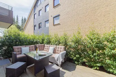 Ein Sitzbereich in der Unterkunft Ferienwohnung Aqualino