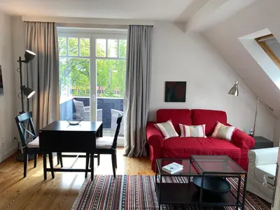 Ein Sitzbereich in der Unterkunft Villa An Der See