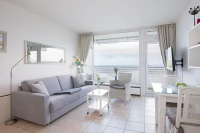 Ein Sitzbereich in der Unterkunft An der Waldkapelle 26 Borkum