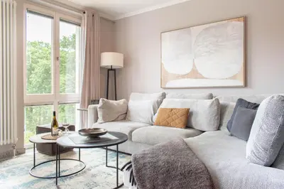 Ein Sitzbereich in der Unterkunft Ferienwohnung Timm's - Timmendorfer Strand
