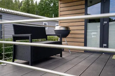 Ein Balkon oder eine Terrasse in der Unterkunft Ostseecamp Lübecker Bucht Strandläufer