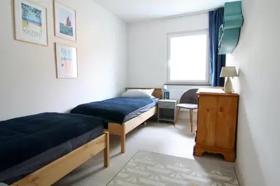 Ein Sitzbereich in der Unterkunft Ferienwohnung Strandluft - Niendorf Ostsee