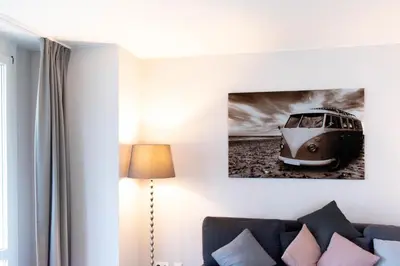 Ein Sitzbereich in der Unterkunft Ferienwohnung Beach Life 4 - Scharbeutz