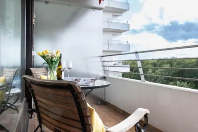 Ein Balkon oder eine Terrasse in der Unterkunft Ferienwohnung Residenz App 812 - Timmendorfer Strand