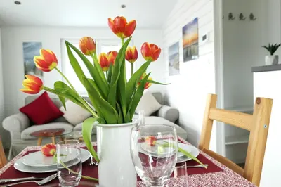 Ein Sitzbereich in der Unterkunft Ferienhaus 