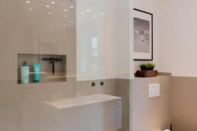 Ein Badezimmer in der Unterkunft Ferienwohnung Neptuns Auszeit in Haffkrug