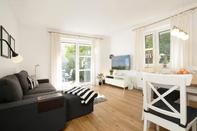 Ein Sitzbereich in der Unterkunft Domizil am Wohld