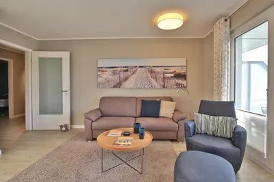 Ein Sitzbereich in der Unterkunft Strandglück Haus C Strandglück Appartement Strand 6