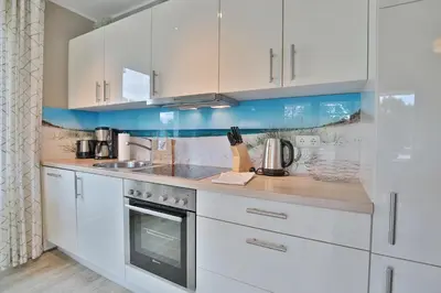 Küche/Küchenzeile in der Unterkunft Strandglück Haus C Strandglück Appartement Strand 6