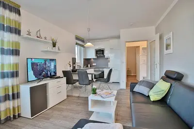 Küche/Küchenzeile in der Unterkunft Haus am Wiesenweg Haus am Wiesenweg 3 Appartement 04