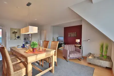Ein Sitzbereich in der Unterkunft Haus Ostseeallee 10 Ostseeallee Appartement 73 Appartement Strandgefühl