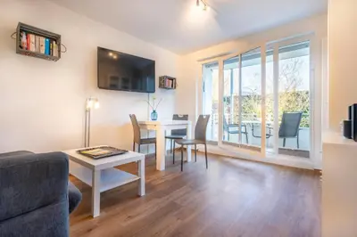 TV/Unterhaltungsangebot in der Unterkunft Ferienhaus Bergstraße 62 Appartement Heimathafen