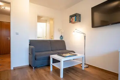 TV/Unterhaltungsangebot in der Unterkunft Ferienhaus Bergstraße 62 Appartement Heimathafen