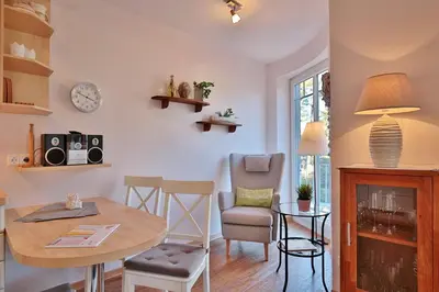 Ein Sitzbereich in der Unterkunft Villa am Meer Villa am Meer Strandallee 48 Appartement 10