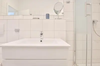 Ein Badezimmer in der Unterkunft Res Herrenbruchstraße 7 Ferienwohnung Strandgut Appartement 1