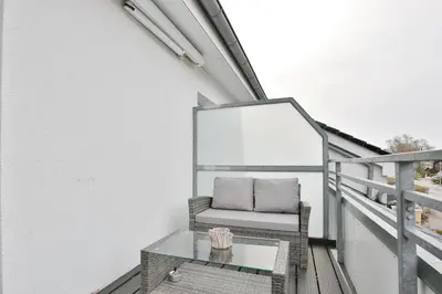Ein Balkon oder eine Terrasse in der Unterkunft Res Herrenbruchstraße 7 Ferienwohnung Strandgut Appartement 1