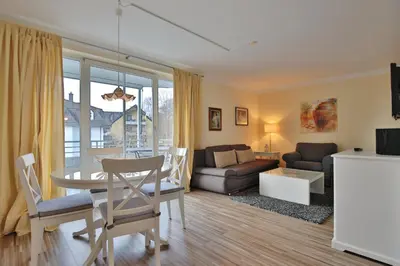 Ein Sitzbereich in der Unterkunft Ferienanlage Bergstraße 62 Ferienhaus Bergstraße 62 Appartement 9