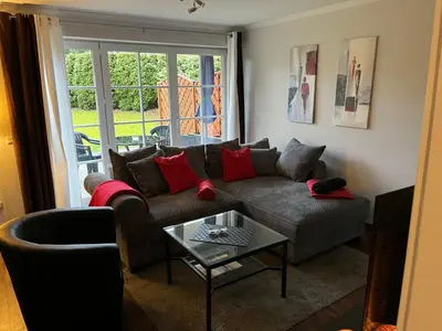 Ein Sitzbereich in der Unterkunft Haus Parkblick, Timmendorfer Strand Haus Parkblick Appartement 03