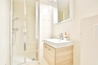 Ein Badezimmer in der Unterkunft Haus Parkblick, Timmendorfer Strand Haus Parkblick Appartement 04