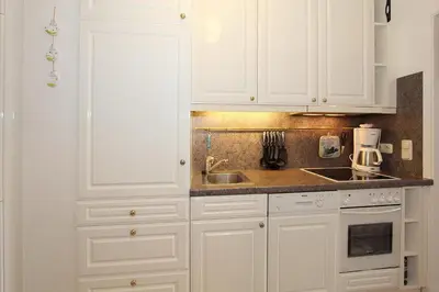 Küche/Küchenzeile in der Unterkunft Fh Dornkampstraße 1 Ferienhaus Dornkampstrasse 1 Appartement 2