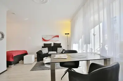 Ein Sitzbereich in der Unterkunft Fh Dornkampstraße 1 Ferienhaus Dornkampstrasse 1 Appartement 2