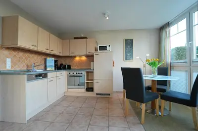 Küche/Küchenzeile in der Unterkunft Bädervilla am Höppnerweg Bädervilla am Höppnerweg Appartement 03