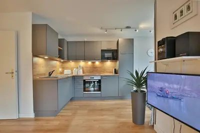 Küche/Küchenzeile in der Unterkunft Bädervilla am Höppnerweg Bädervilla am Höppnerweg Appartement 05