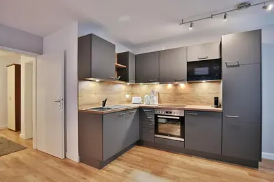 Küche/Küchenzeile in der Unterkunft Bädervilla am Höppnerweg Bädervilla am Höppnerweg Appartement 05