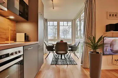 Küche/Küchenzeile in der Unterkunft Bädervilla am Höppnerweg Bädervilla am Höppnerweg Appartement 05