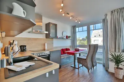 Küche/Küchenzeile in der Unterkunft Bädervilla am Höppnerweg Bädervilla am Höppnerweg Appartement 07